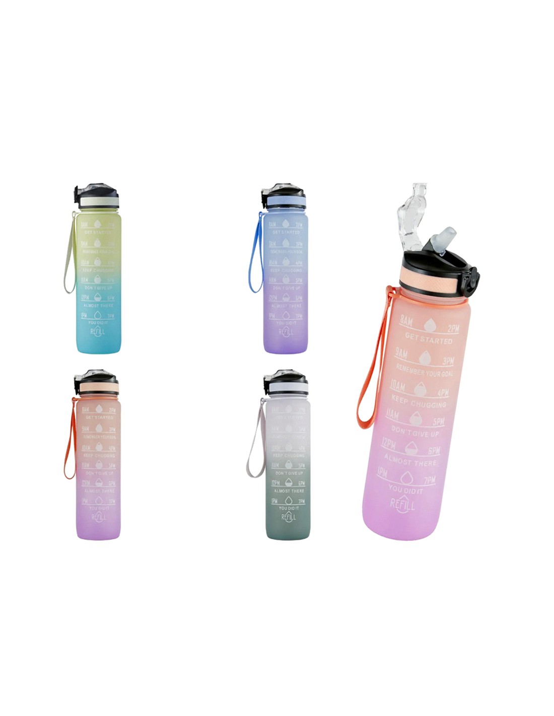 Bottiglia sportiva 1 L con cannuccia PETG – Colori assortiti | Shopincasa