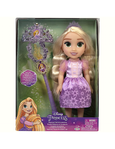 PRINCESS 213414 RAPUNZEL, BAMBOLA CON ACCESSORI, GIOCATTOLO DISNEY, VESTITO VIOLA, CAPELLI LUNGHI, BAMBINA 3+