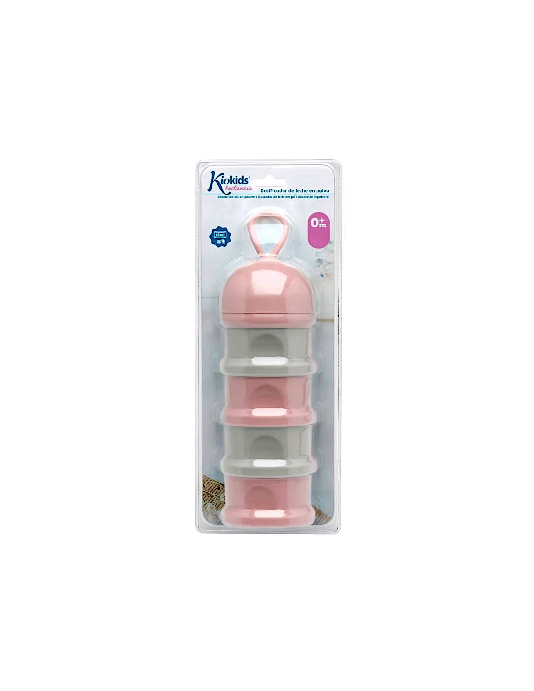 Dosatore latte in polvere rosa e grigio Kiokids | shopincasa.it