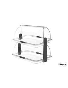 VASSOI A SERVIRE: vendita online Vetrinetta doppia trasparente, esposizione alimenti, 2 livelli, L17900, 46,5x31,5x40,5 cm, p...