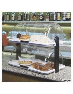 VASSOI A SERVIRE: vendita online Vetrinetta doppia trasparente, esposizione alimenti, 2 livelli, L17900, 46,5x31,5x40,5 cm, p...