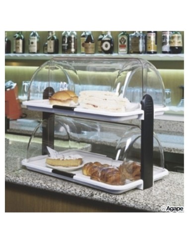 VASSOI A SERVIRE: vendita online Vetrinetta doppia trasparente, esposizione alimenti, 2 livelli, L17900, 46,5x31,5x40,5 cm, p...