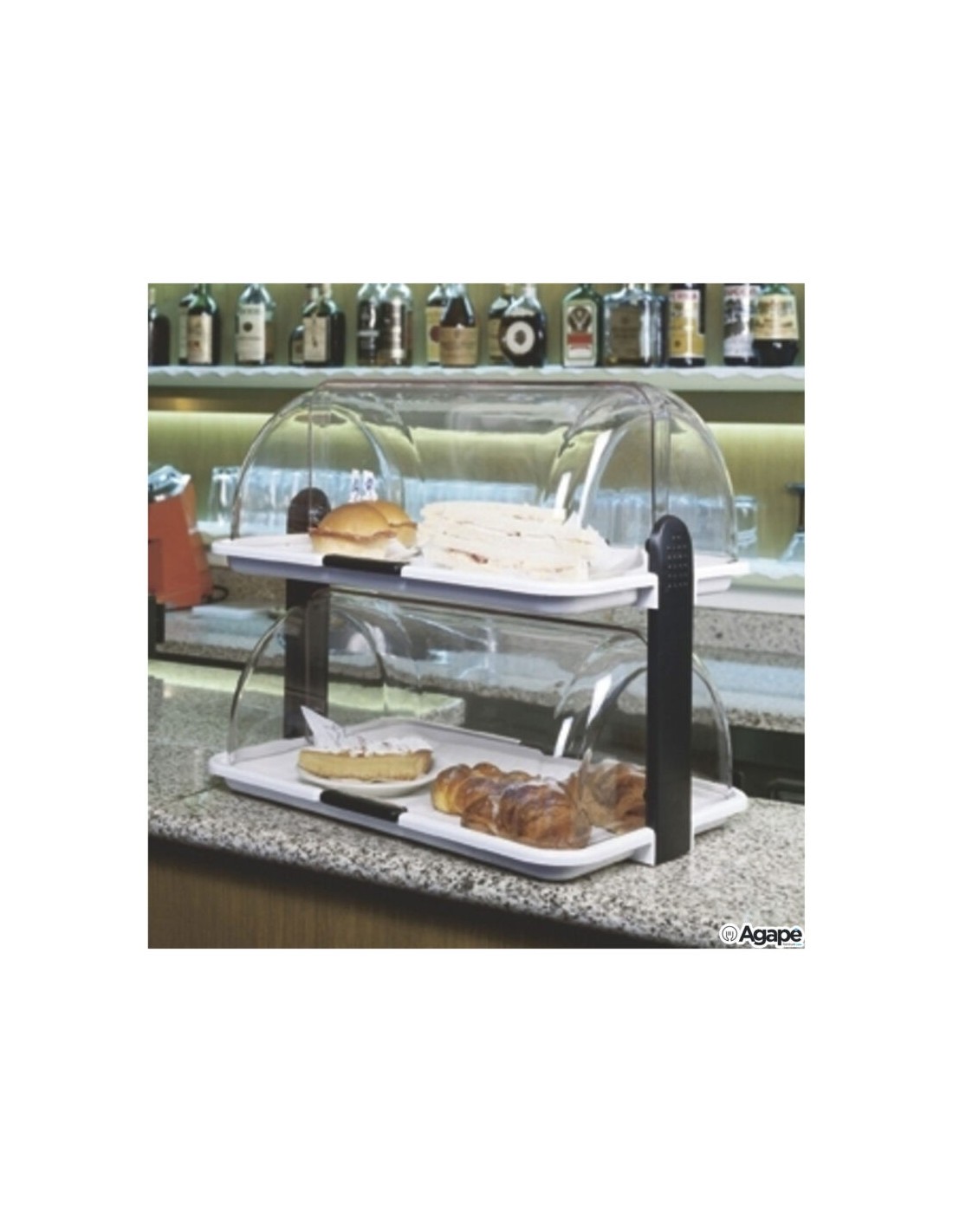 VASSOI A SERVIRE: vendita online Vetrinetta doppia trasparente, esposizione alimenti, 2 livelli, L17900, 46,5x31,5x40,5 cm, p...
