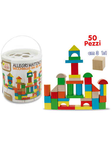 Secchiello costruzioni legno colorato 50 pezzi | shopincasa.it
