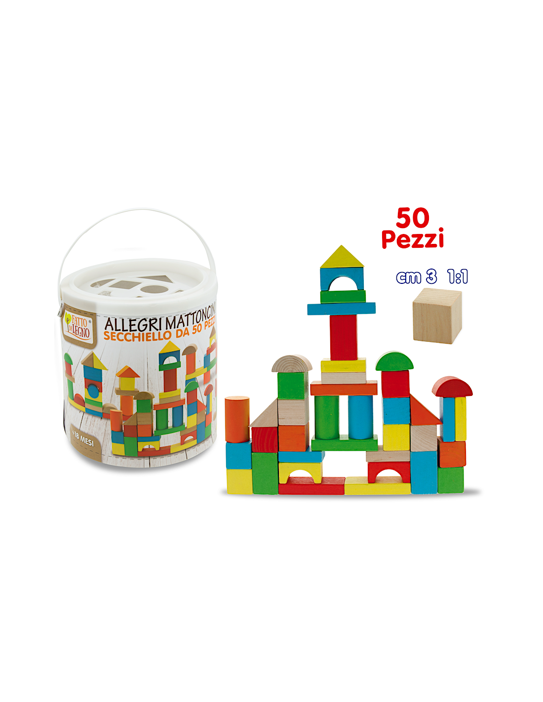 FATTO DI LEGNO - ALLEGRI MATTONCINI 50PZ LEGNO