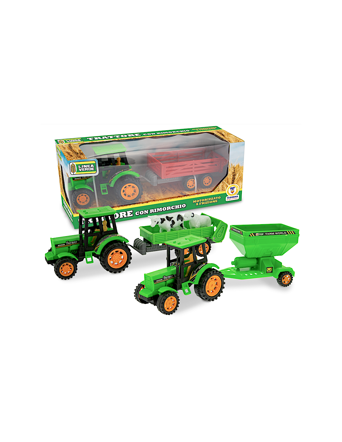 LINEA VERDE 68512 TRATTORE CON RIMORCHIO ASSORTITO A FRIZIONE