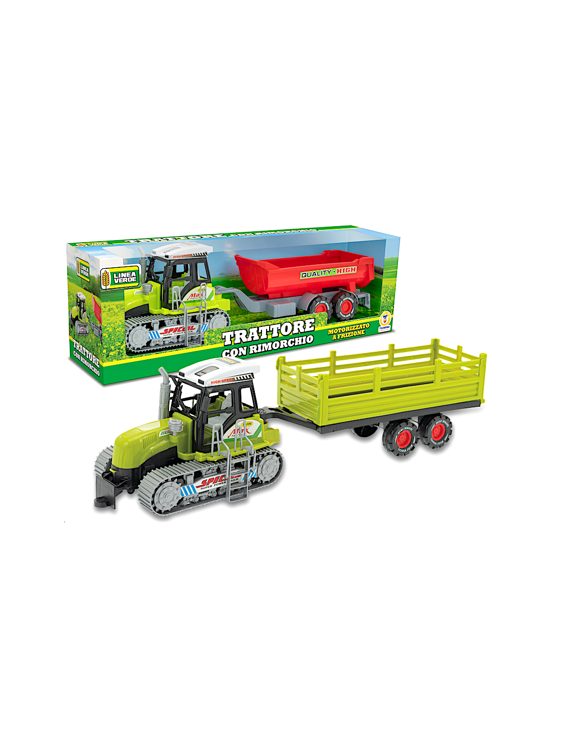 LINEA VERDE 68979 TRATTORE CON RIMORCHIO ASSORTITO A FRIZIONE
