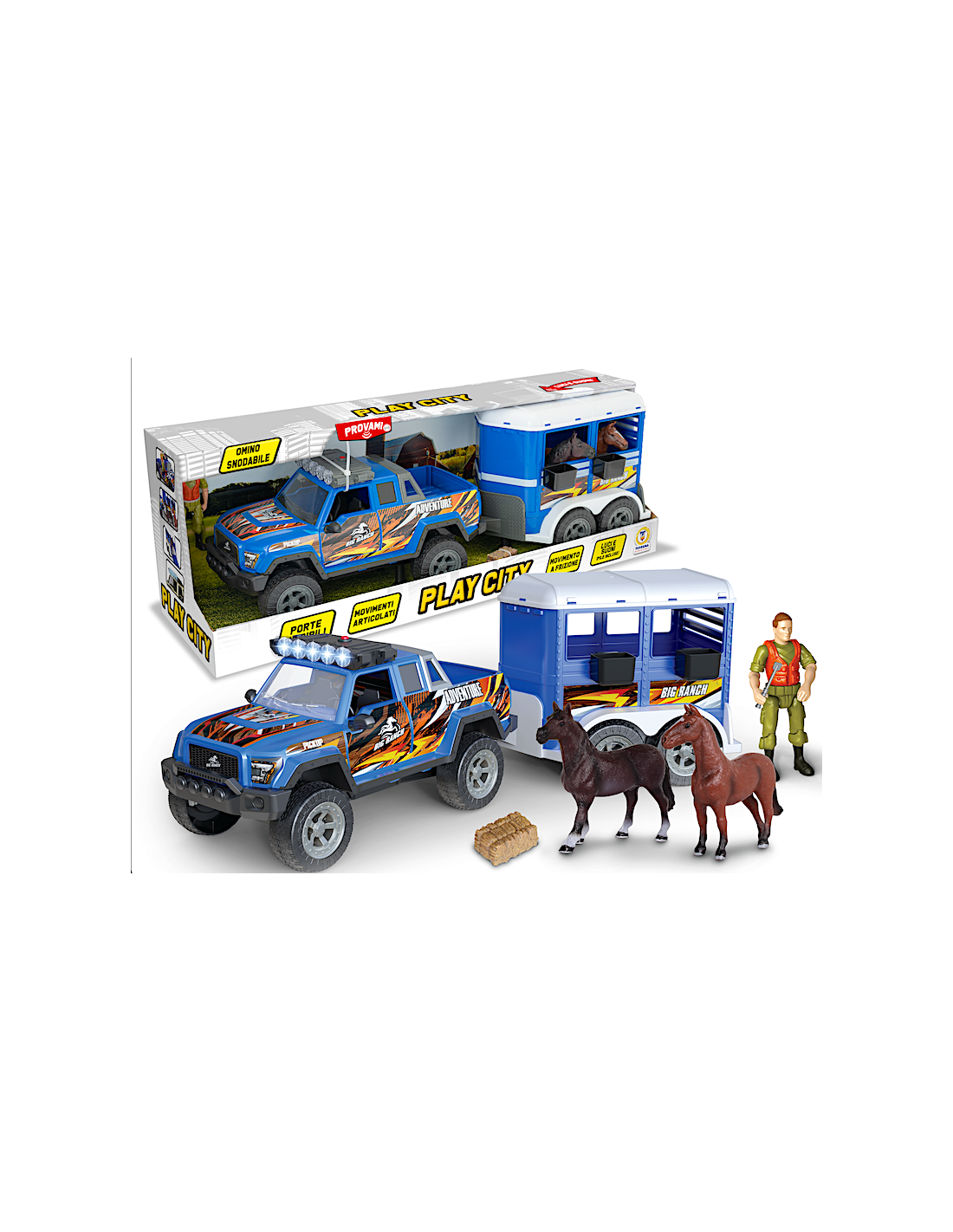PLAY CITY - PLAYSET TRASPORTO CAVALLI LUCI E SUONI