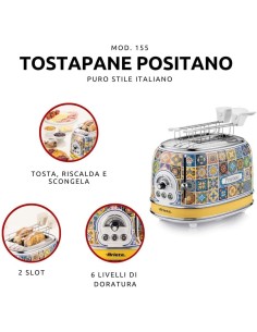 PIASTRE - TOSTAPANE - BISTECCHIERE: vendita online Ariete, Tostapane Positano, 810W, 2 fette, defrost, espulsione automatica,...