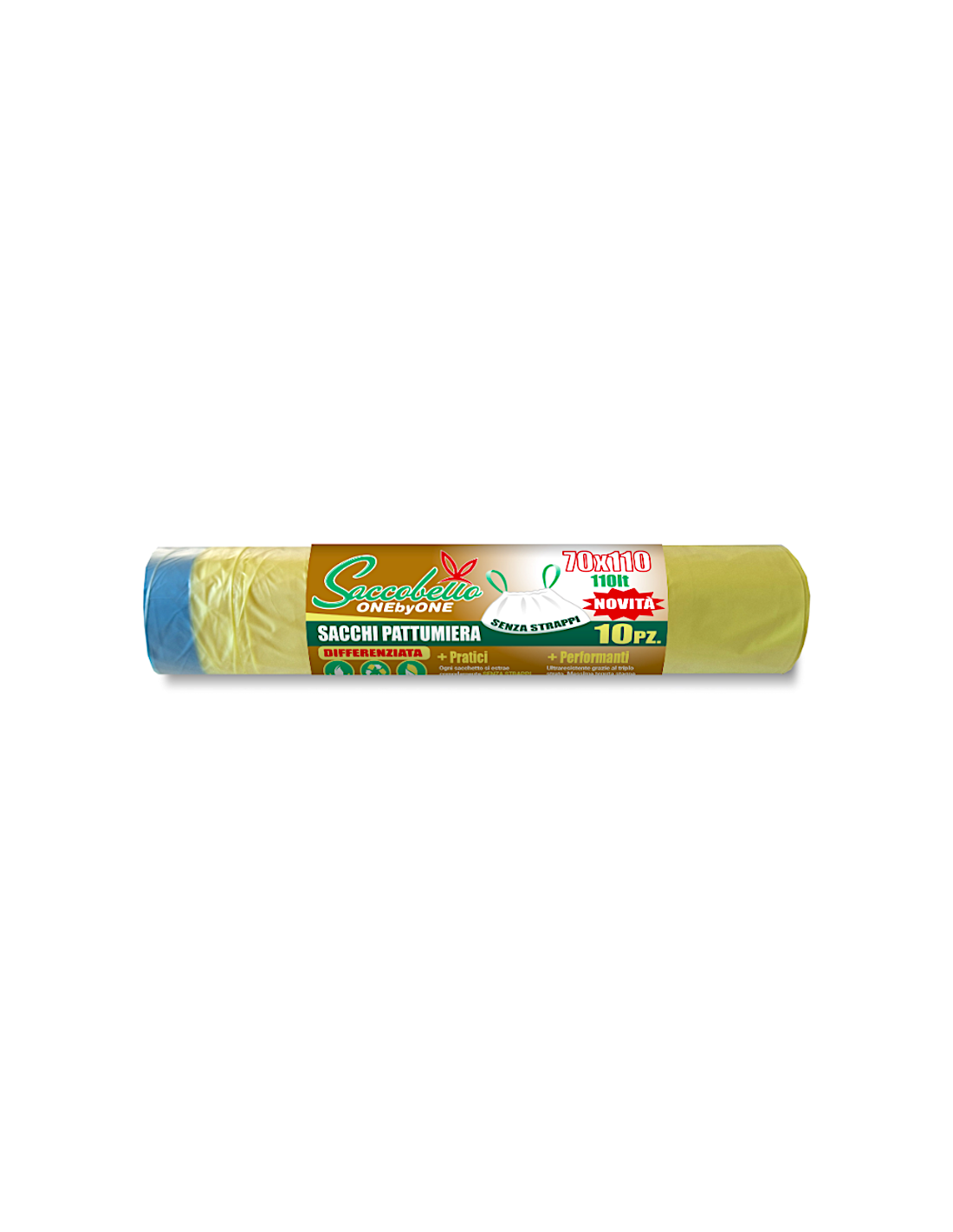 CONF 10 SACCHI PATT GIALLO 110LT 70X110