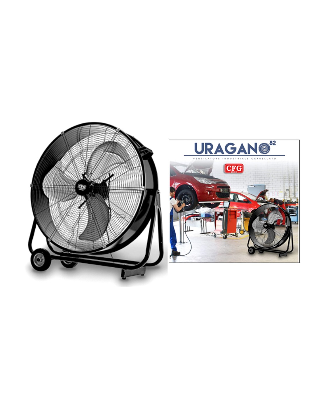 VENTILATORE INDUSTIALE CARRELLATO URAGANO 82CM