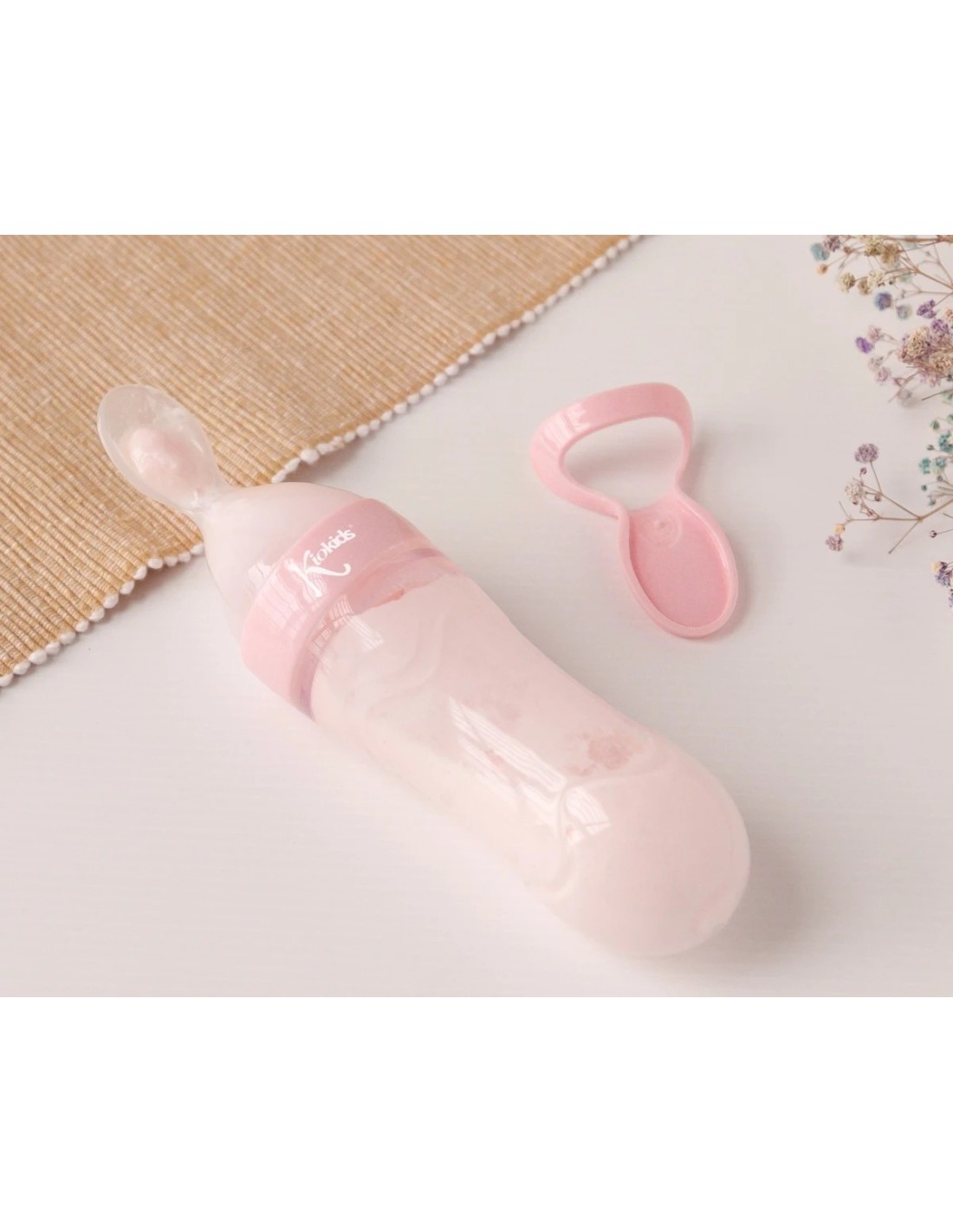 Cucchiaio dosatore pappa rosa Kiokids 90 ml silicone | shopincasa.it