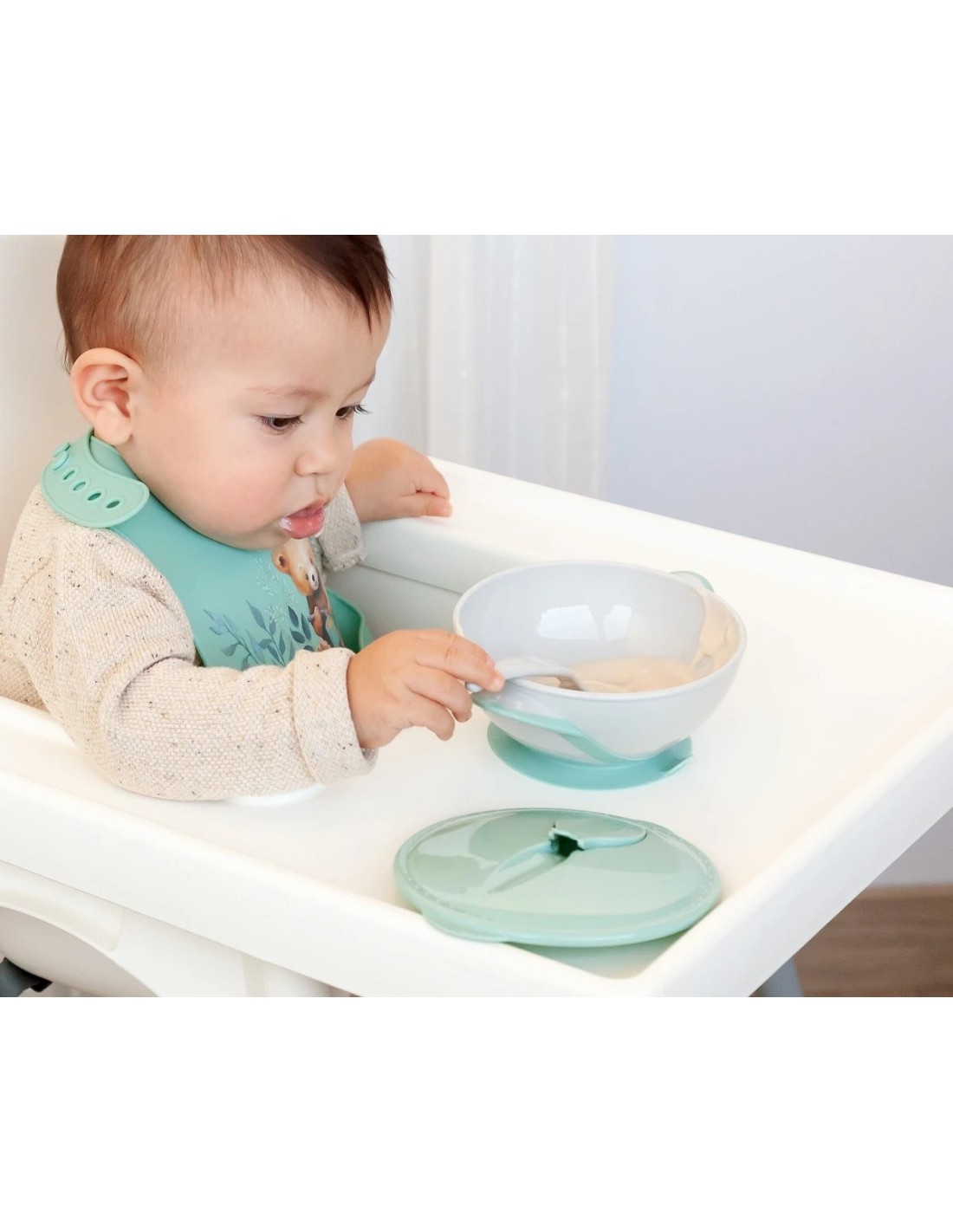 Set ciotola con ventosa e cucchiaio sage 300 ml | shopincasa.it
