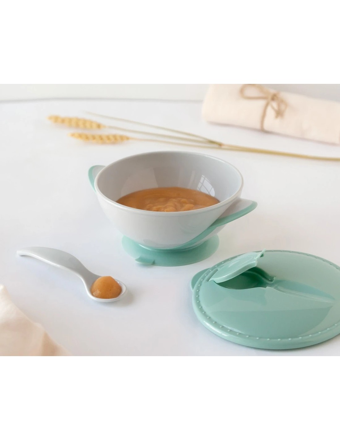 Set ciotola con ventosa e cucchiaio sage 300 ml | shopincasa.it