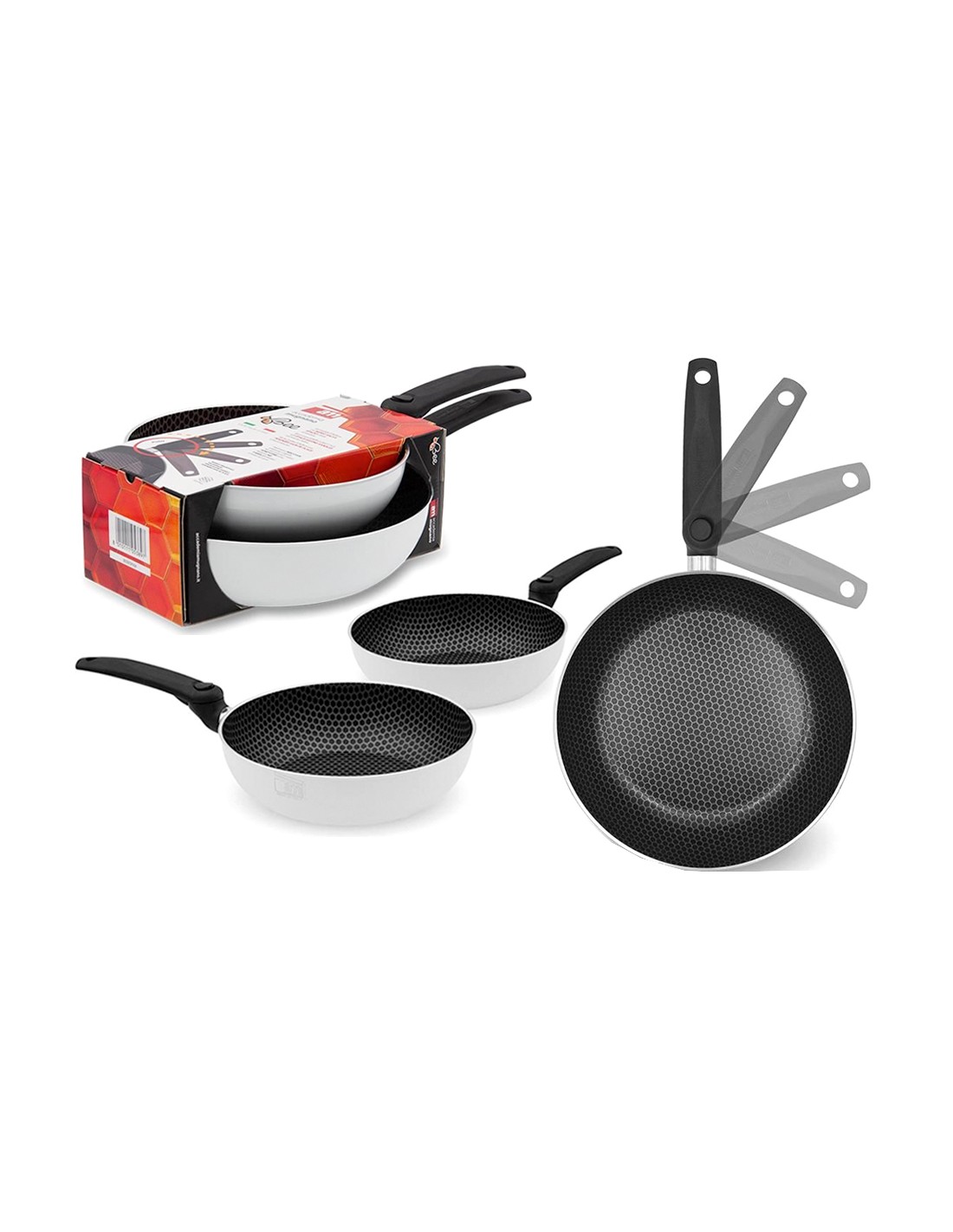 Bis padelle induzione AM Bee 24 e 28 cm con manico pieghevole | shopincasa.it