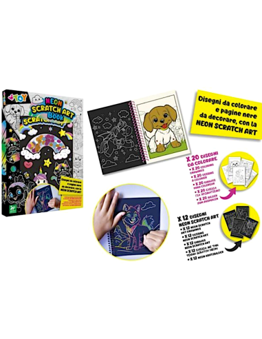Neon Scratch Art con fogli da colorare e decorare per bambini | shopincasa.it