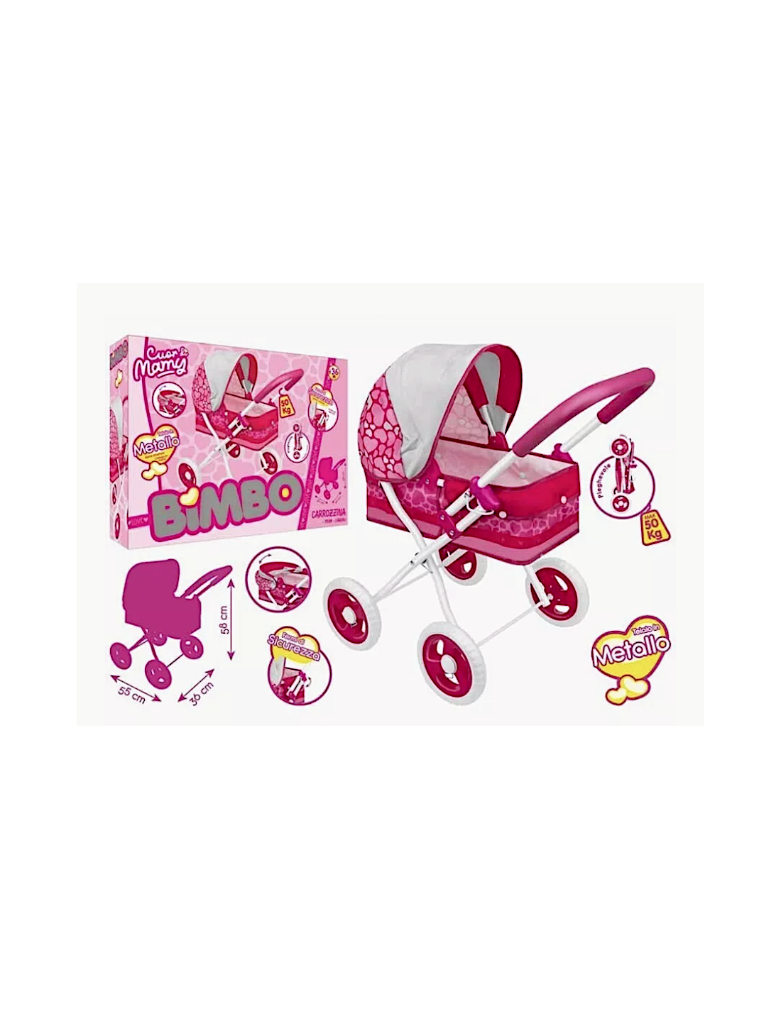Carrozzina per bambole pieghevole in metallo con design colorato | shopincasa.it