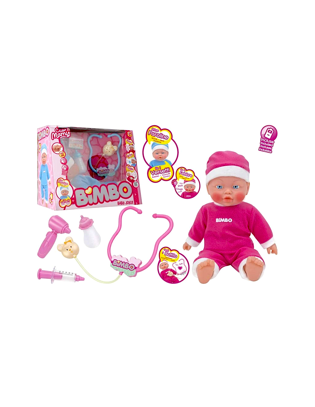 Bambola interattiva Baby Joyce con accessori, 38 cm, rosa o azzurra | shopincasa.it