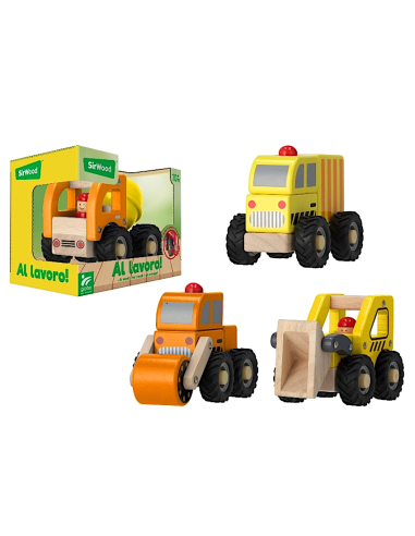 Mezzi da lavoro in legno assortiti per bambini piccoli | shopincasa.it