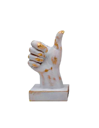 FIGURA MANO 10X18CM RESINA BIANCO/ORO