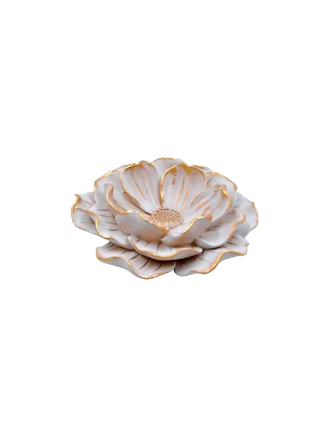 FIGURA FIORE D20CM RESINA BIANCO/ORO