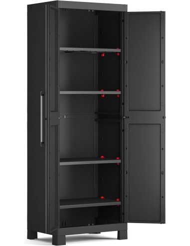 ARMADIETTI: vendita online Keter Detroit, armadio alto in plastica, armadio nero garage, 65x45x182 cm, armadietto attrezzi, a...
