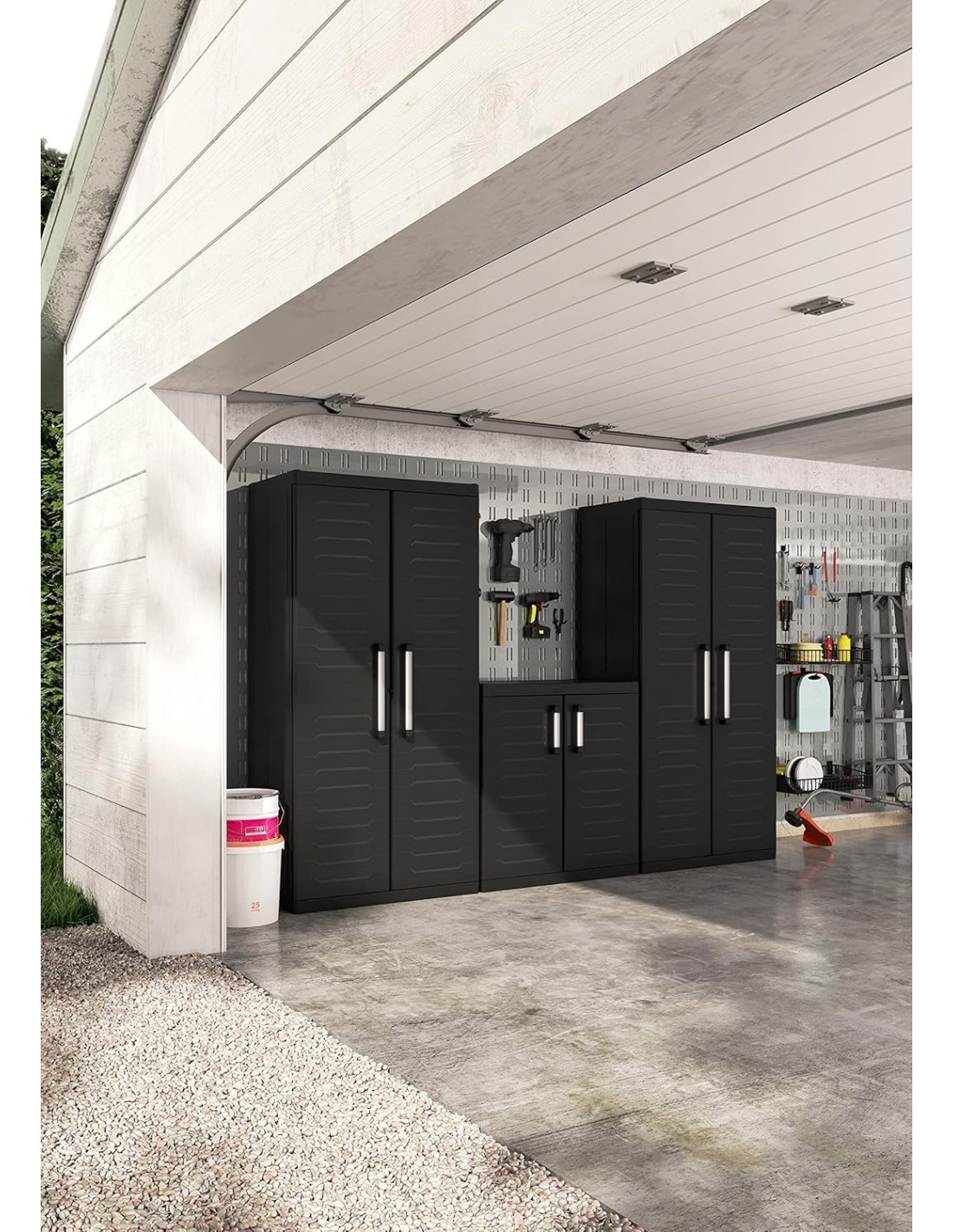 ARMADIETTI: vendita online Keter Detroit, armadio alto in plastica, armadio nero garage, 65x45x182 cm, armadietto attrezzi, a...