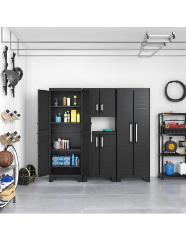 ARMADIETTI: vendita online Keter Detroit, armadio alto in plastica, armadio nero garage, 65x45x182 cm, armadietto attrezzi, a...