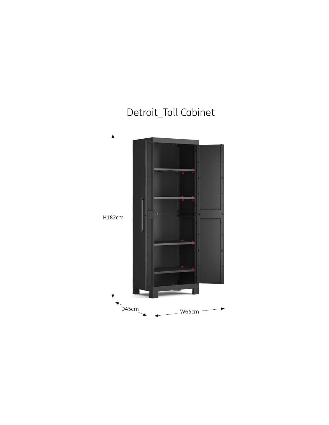 ARMADIETTI: vendita online Keter Detroit, armadio alto in plastica, armadio nero garage, 65x45x182 cm, armadietto attrezzi, a...