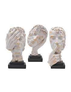 FIGURA VOLTO H35CM RESINA BIANCO/ORO