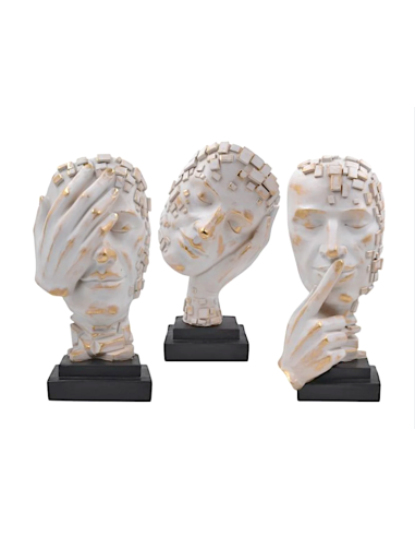 FIGURA VOLTO H35CM RESINA BIANCO/ORO