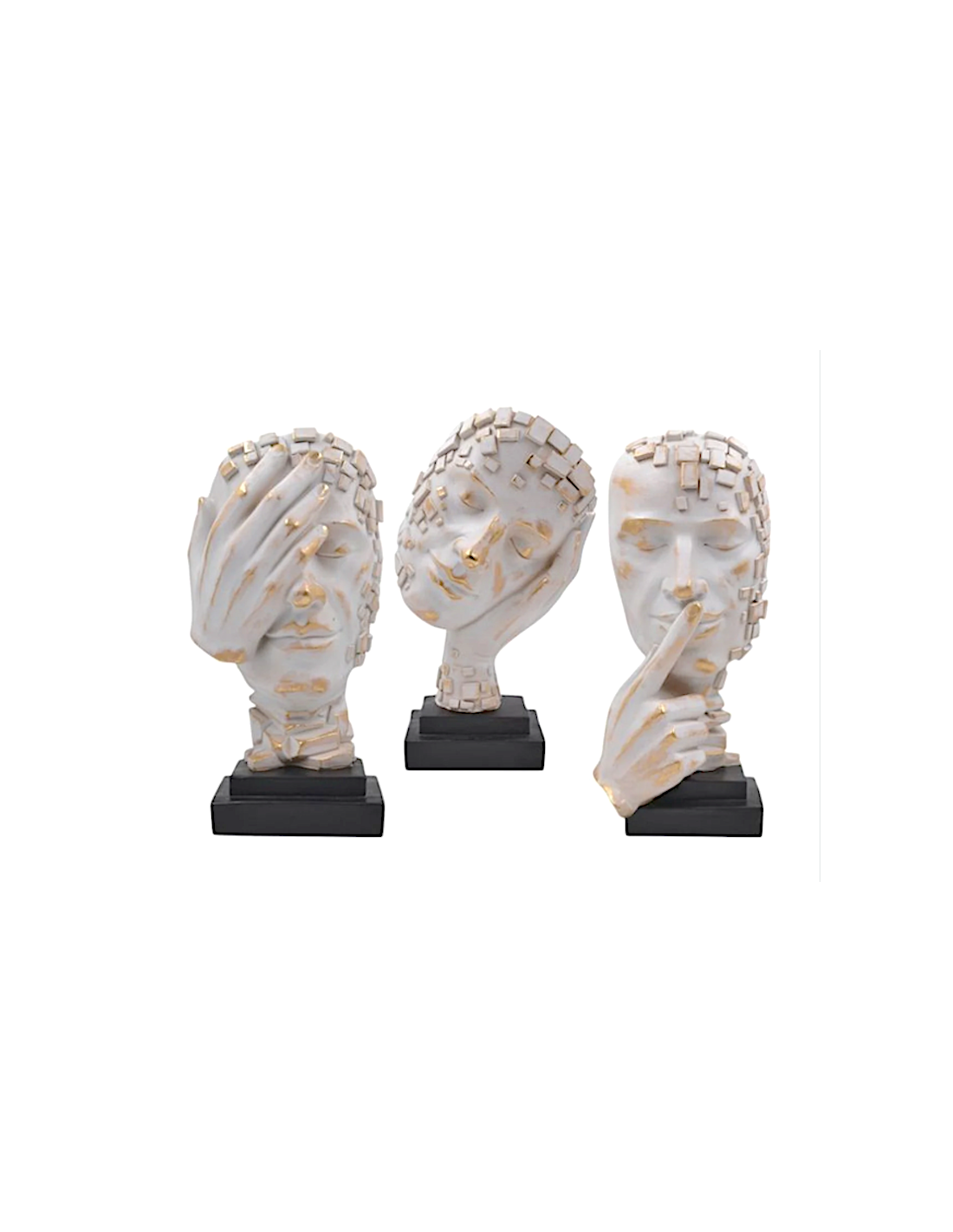 FIGURA VOLTO H35CM RESINA BIANCO/ORO