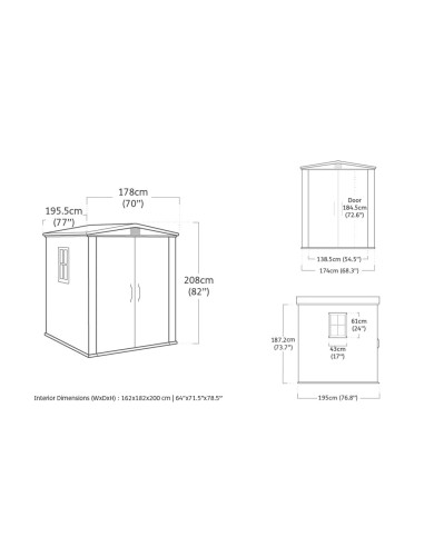 ARMADIETTI: vendita online Casetta da Giardino Keter Factor 6×6 in Resina effetto legno, 227 × 195 × 208 cm, doppia porta & 2...