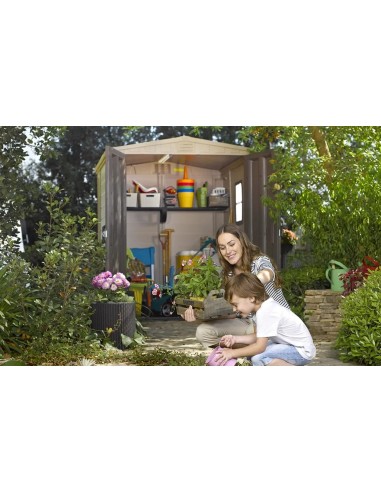 ARMADIETTI: vendita online Casetta da Giardino Keter Factor 6×6 in Resina effetto legno, 227 × 195 × 208 cm, doppia porta & 2...