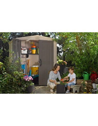 ARMADIETTI: vendita online Casetta da Giardino Keter Factor 6×6 in Resina effetto legno, 227 × 195 × 208 cm, doppia porta & 2...
