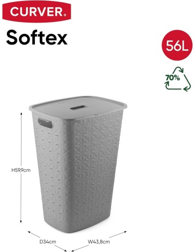 Porta Biancheria Curver SOFTEX Tortora 56L Elegante | Shop in Casa