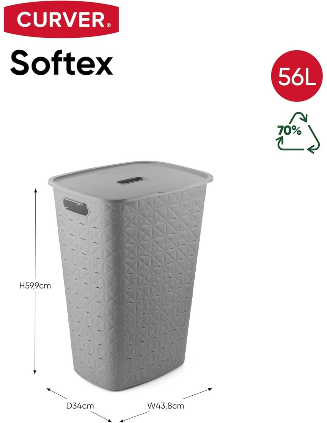 Porta Biancheria Curver SOFTEX Tortora 56L Elegante | Shop in Casa