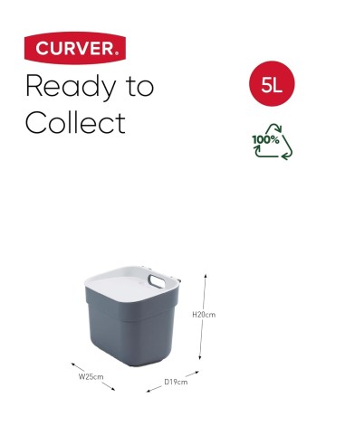PATTUMIERE DIFFERENZIATA: vendita online PATTUMIERA GRIGIA 5LT READY TO COLLECT in offerta