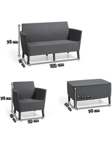 SALOTTINI: vendita online SALOTTO SALEMO LOUNGE GRAFITE in offerta