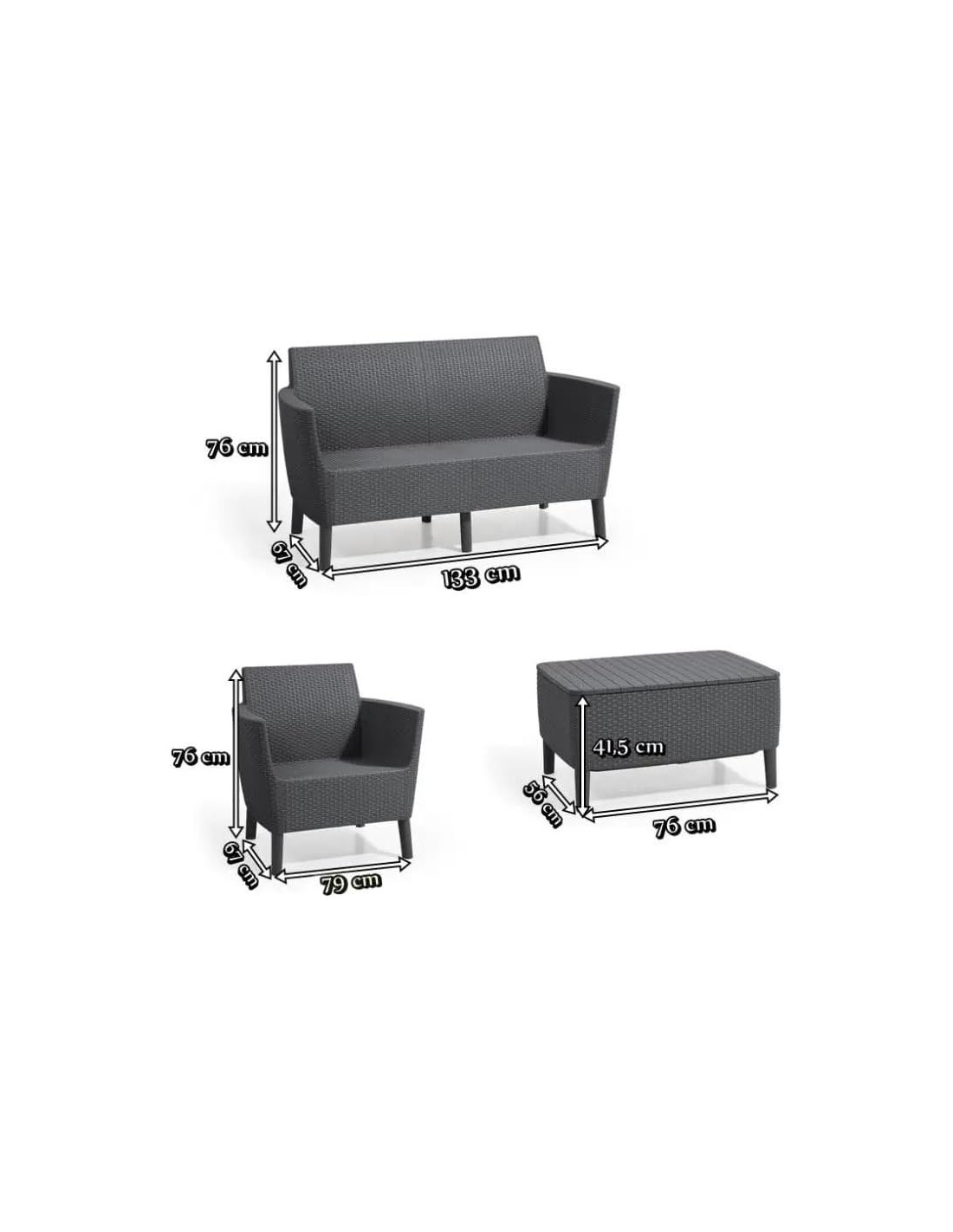 SALOTTINI: vendita online SALOTTO SALEMO LOUNGE GRAFITE in offerta