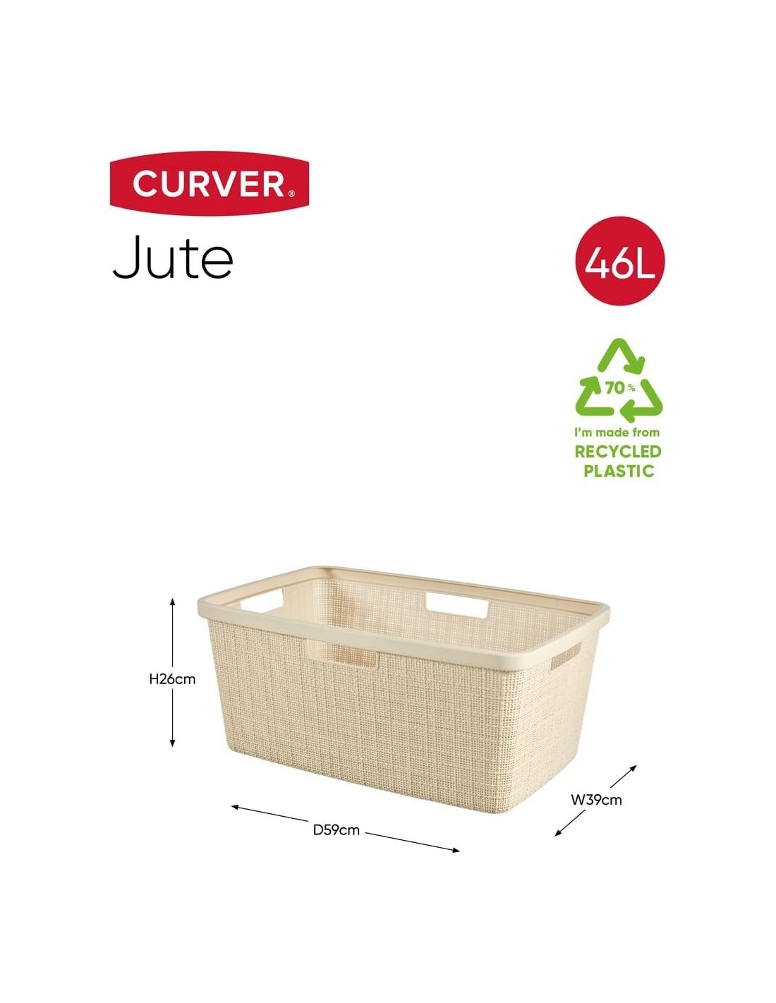 PORTABIANCHERIA: vendita online CESTA PORTABIANCHERIA JUTA 46LT BIANCO in offerta
