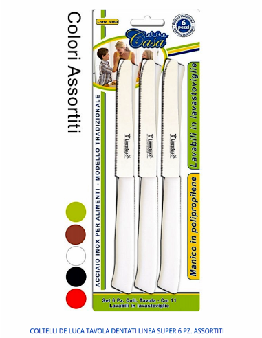 656 CONF 6 COLTELLI TAVOLA COLORI ASSORTITI