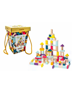 Set Cubika 100 blocchi legno multicolore CBK15184 |shopincasa.it