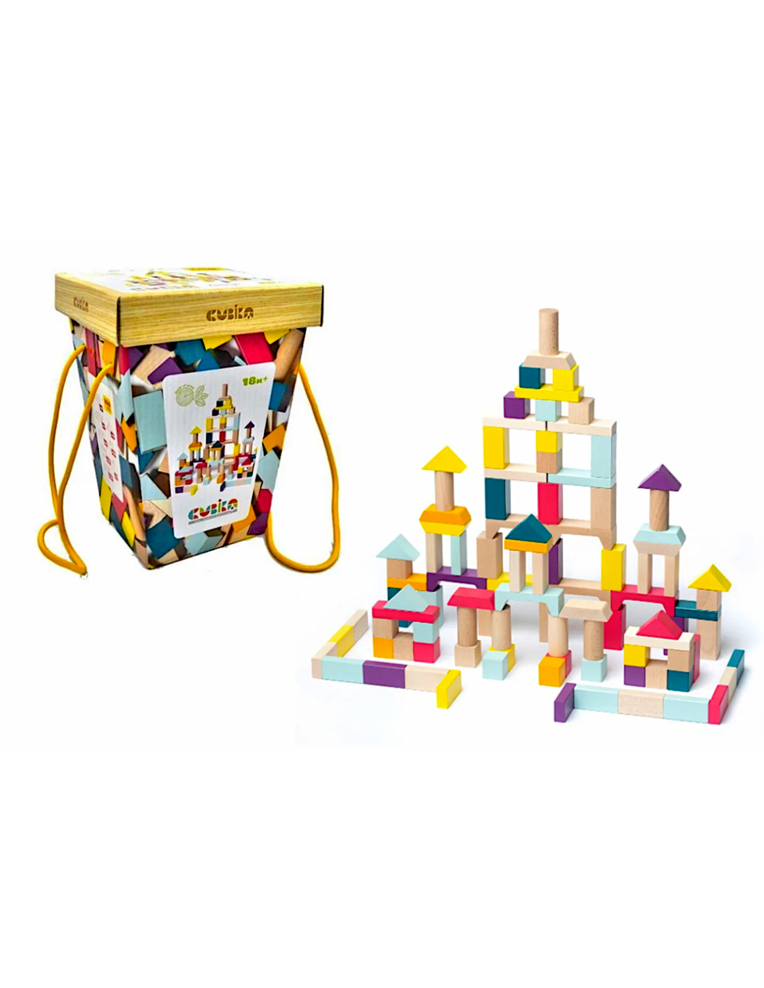 Set Cubika 100 blocchi legno multicolore CBK15184 |shopincasa.it