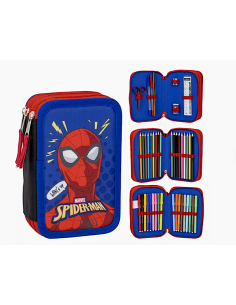 Astuccio Spiderman completo con 3 scomparti e accessori |shopincasa.it