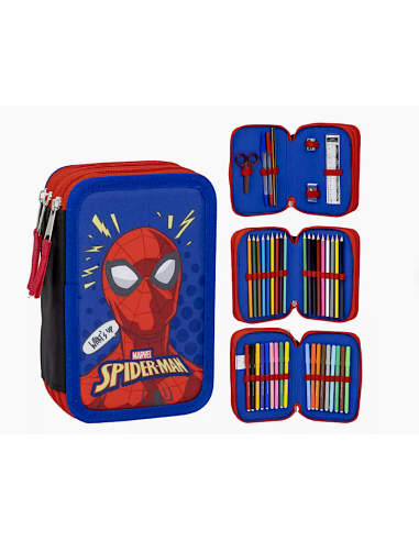 Astuccio Spiderman completo con 3 scomparti e accessori |shopincasa.it