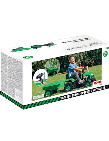 Trattore verde a pedali con rimorchio per bambini DOL8053 | shopincasa.it