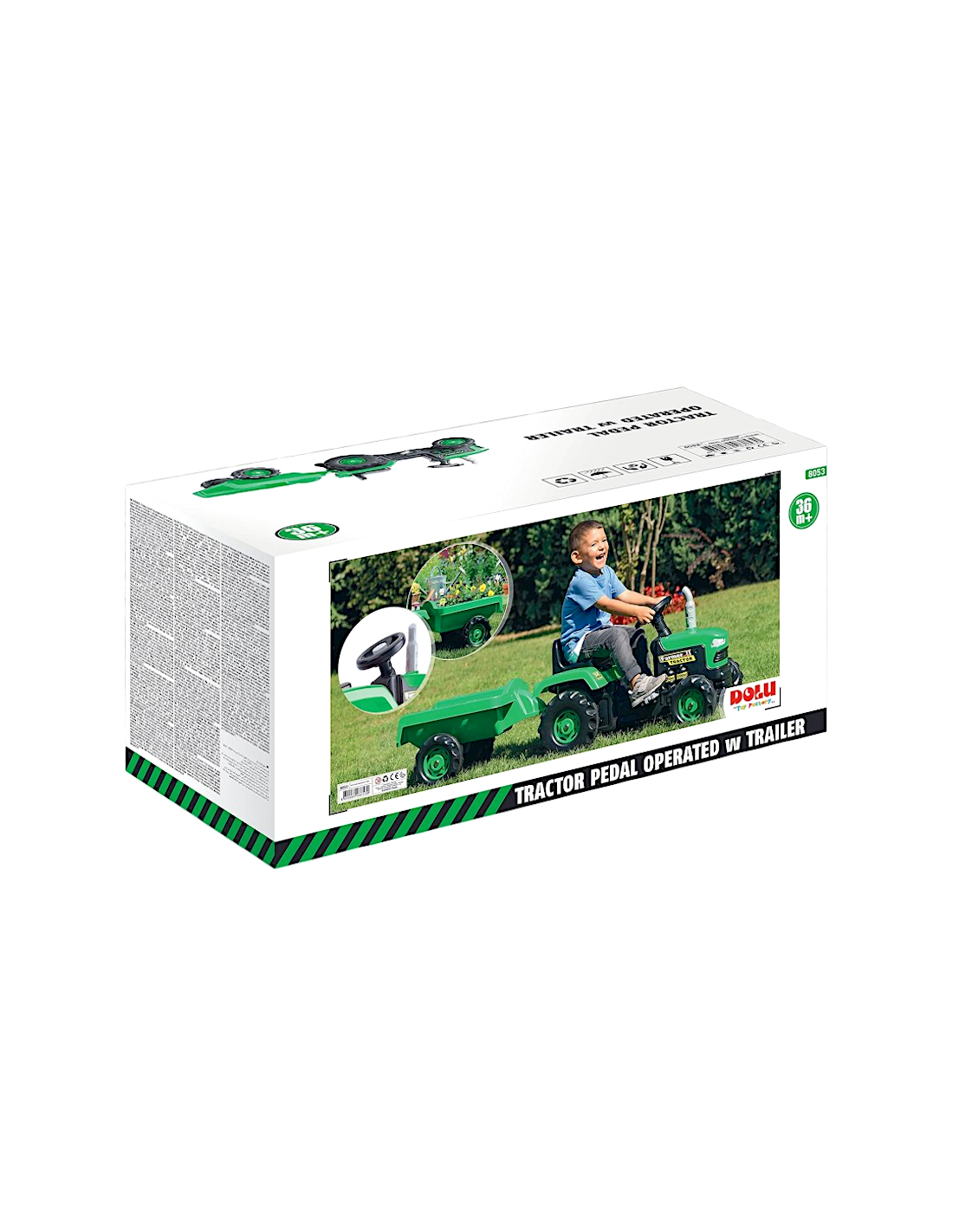 Trattore verde a pedali con rimorchio per bambini DOL8053 | shopincasa.it