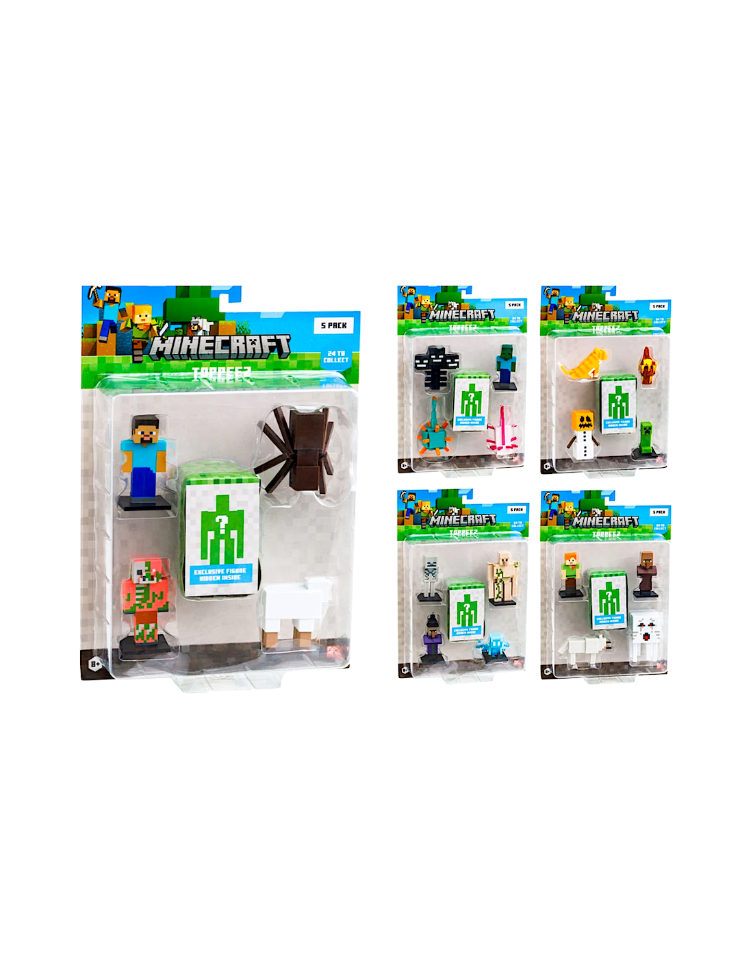 Minecraft Set 5 Personaggi Assortiti MCR175755 Ufficiale +6 Anni | Shop in Casa