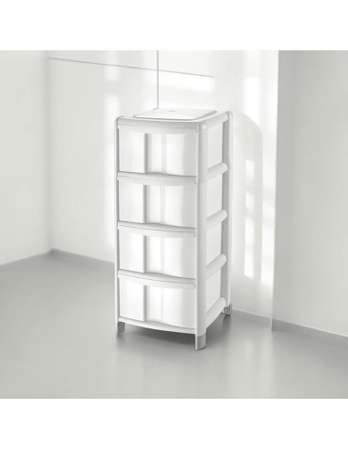 CASSETTIERE: vendita online Tontarelli, cassettiera Bambù 4 cassetti alti, bianca, 39,5x38,5x86 cm, casa, bagno, ufficio in o...